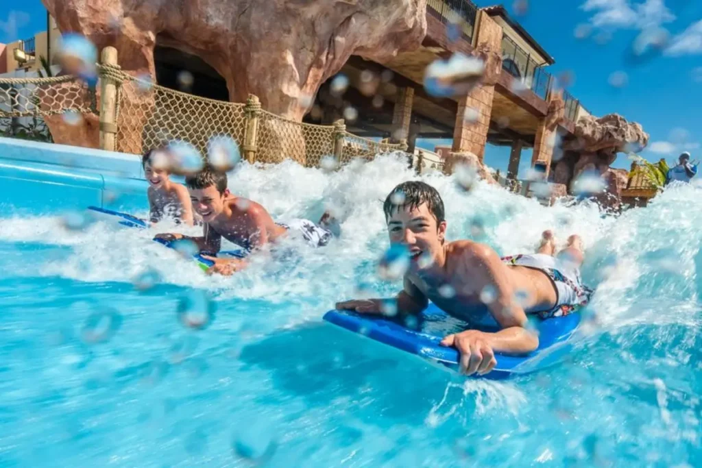 Guests participating in water sports at an all-inclusive beach resort in Antalya